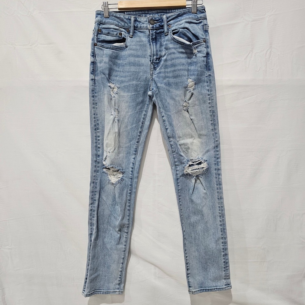 American Eagle Next Level Airflex Distressed Slim Jeans Light Wash 28x32